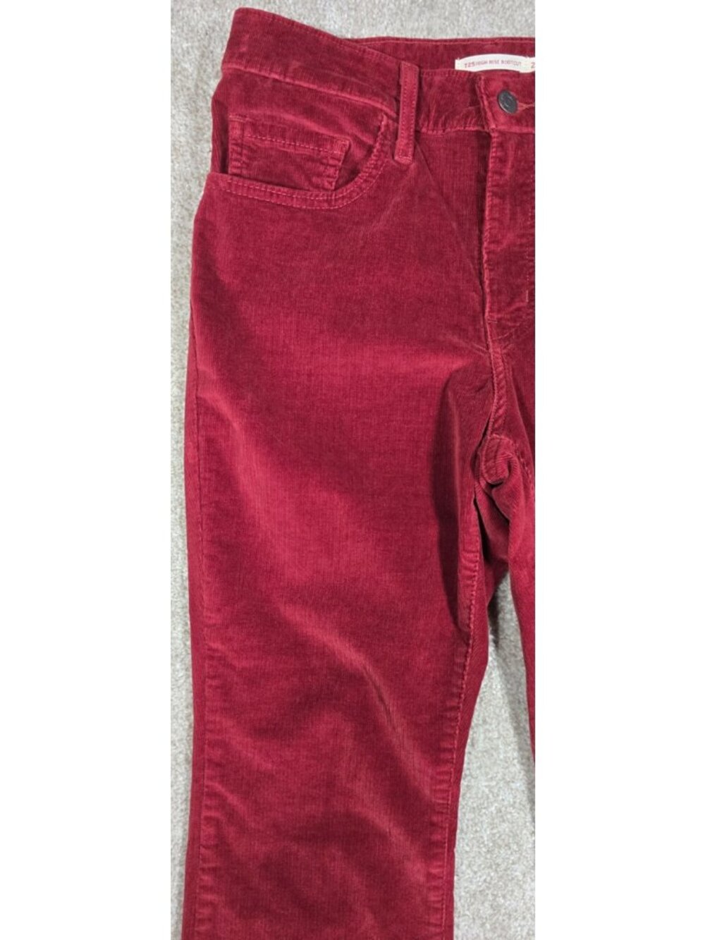 Levi's 725 Red Corduroy Stretch High Rise Bootcut Jeans Western Boho Women's 28 - Picture 4 of 16